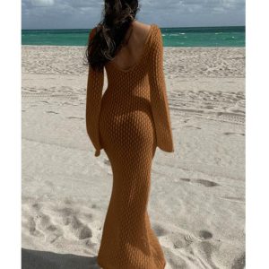 Womens Beachwear | Metallic-weave open-knit maxi dress Beachwear Beachwear