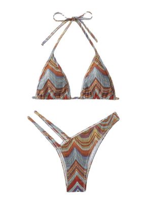 Womens Beachwear | Zigzag fine-knit bikini Beachwear Beachwear