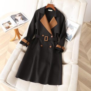 Womens Coats | Long check collar gabardine trench coat Coats Coats