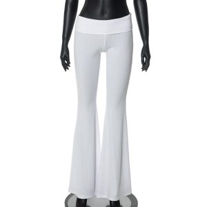 Womens Trousers | Flared-leg ribbed-knit trousers Trousers Trousers