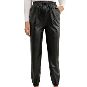 Womens Trousers | Mayslie black coated stretch-denim trousers Trousers Trousers