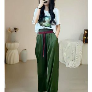 Womens Trousers | Palazzo printed silk-satin trousers Trousers Trousers