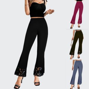 Womens Trousers | Pop embroidered linen trousers Trousers Trousers