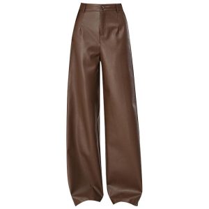 Womens Trousers | Sophie wide-leg faux leather trousers Trousers Trousers