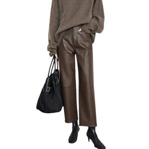 Womens Trousers | Straight-leg leather trousers Trousers Trousers