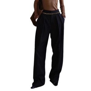 Womens Trousers | Striped tapered-leg wool-blend trousers Trousers Trousers