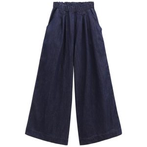 Womens Trousers | Wide-leg denim trousers Trousers Trousers