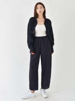 Womens Trousers | Wide-leg linen trousers Trousers Trousers