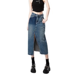 Womens Skirts | Deconstructed denim midi skirt Skirts Skirts